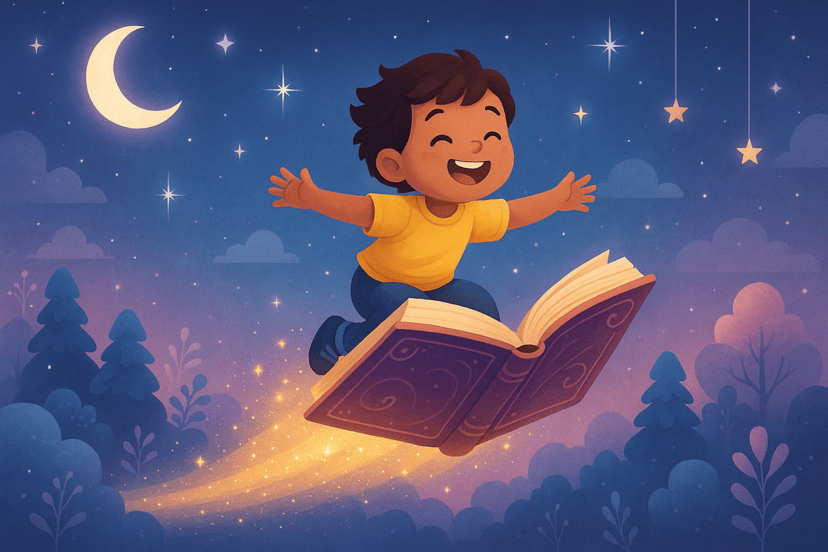 Ilustração de criança interagindo com IA lúdica